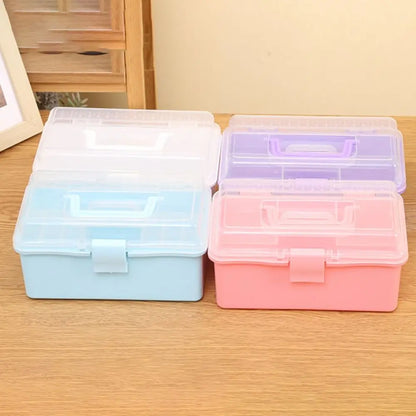 2/3 Layers Large Capacity Storage Box Foldable Multifunctional Plastic Portable Makeup Hairpin Organizer Nail Art Jewelry Box